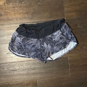 Rare Lululemon gray and black speed up shorts.
